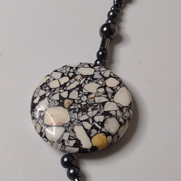 Vintage Pretty Stone And Bead Necklace Adjustable 21 To 22.5 Inches Long - Picture 9 of 11